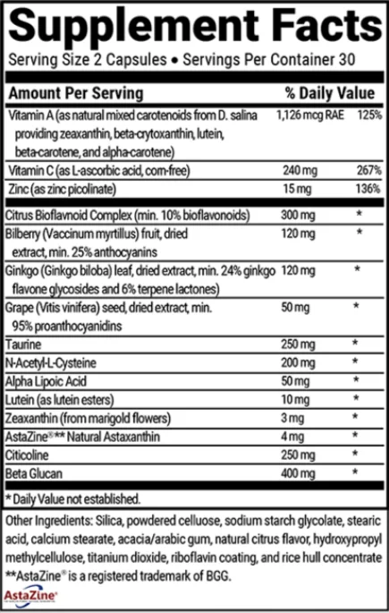 Advanced Vision Formula Supplement Facts